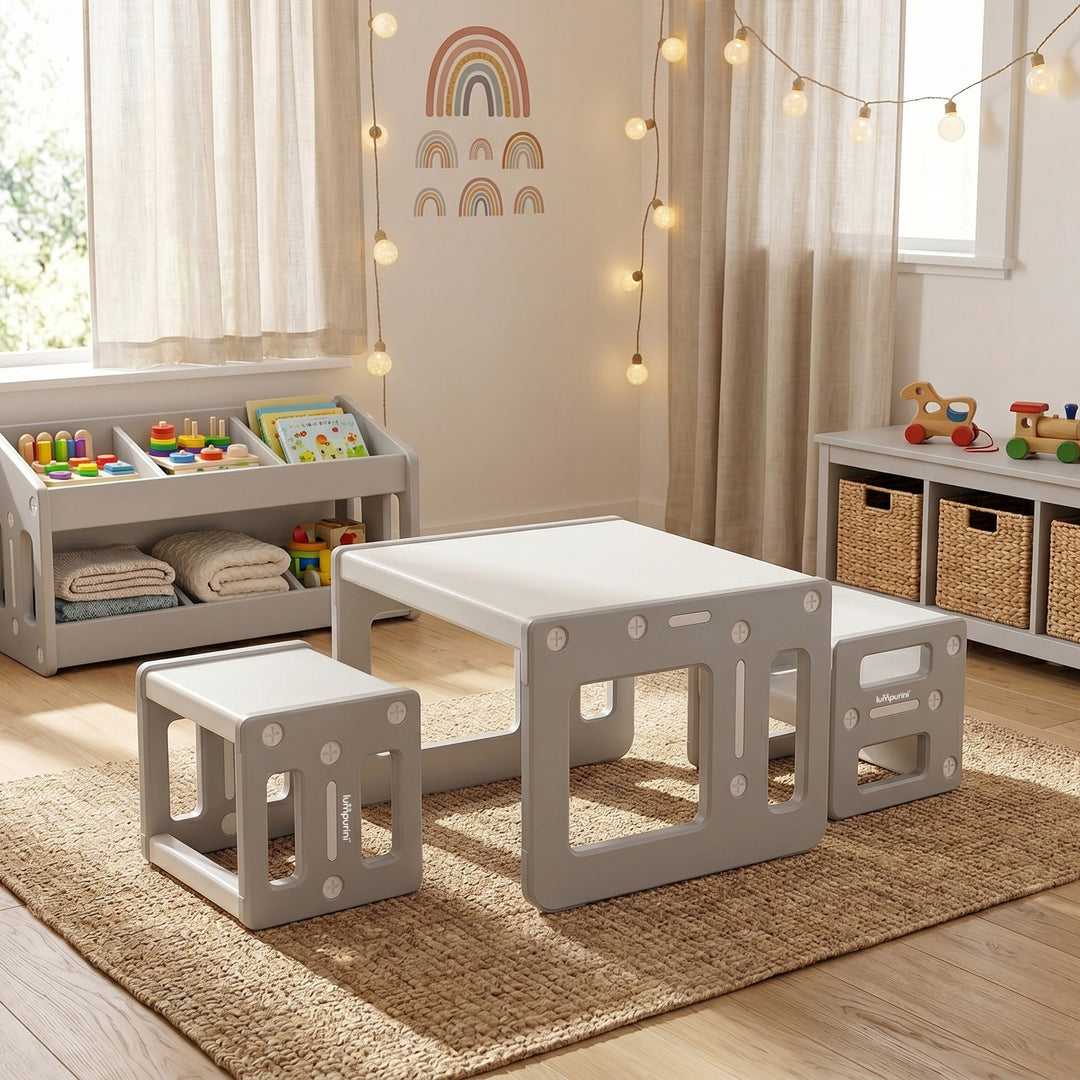 5-IN-1 CHILDREN'S TABLE AND TWO CHAIRS SET FOR LEARNING AND CREATIVITY