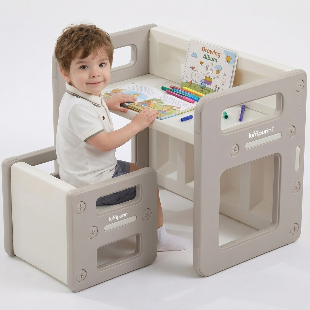 5-IN-1 CHILDREN'S TABLE AND CHAIR TRANSFORMER SET FOR STUDY AND CREATIVITY