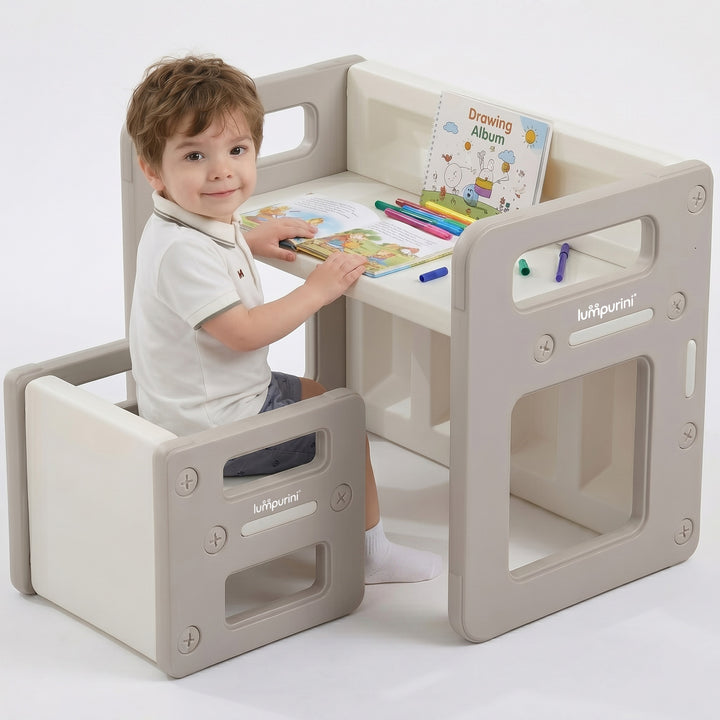 5-IN-1 CHILDREN'S TABLE AND CHAIR TRANSFORMER SET FOR STUDY AND CREATIVITY