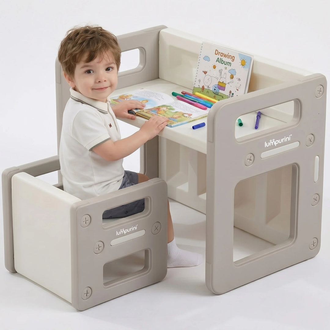 5-IN-1 CHILDREN'S TABLE AND CHAIR TRANSFORMER SET FOR STUDY AND CREATIVITY