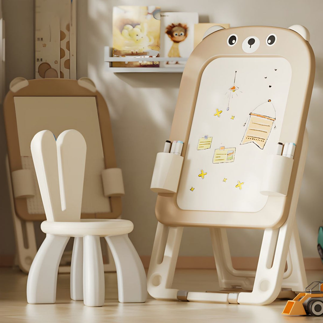 Lumpurini Bruno Comodo Kids Easel with Chair — 2-in-1 Magnetic & Dry-Erase, Height-Adjustable (64–85 cm)