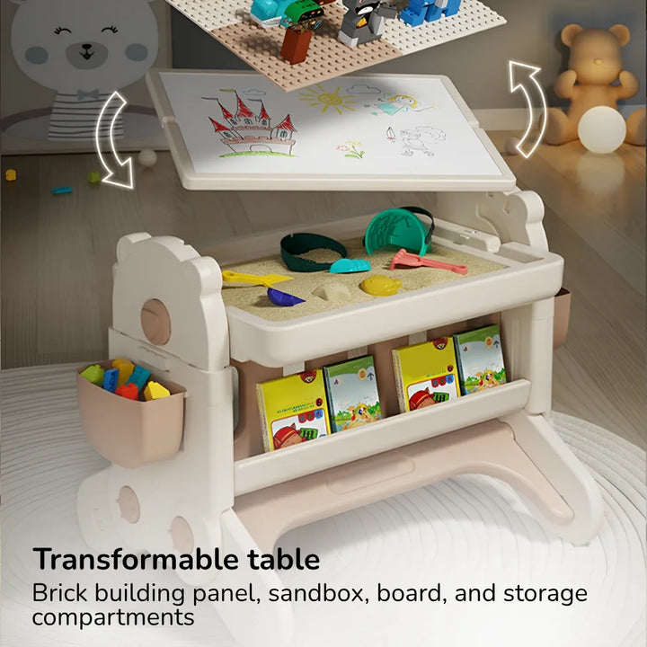 7-IN-1 EDUCATIONAL ACTIVITY TABLE WITH CHAIR – DRAWING BOARD & BUILDING BLOCK DESK
