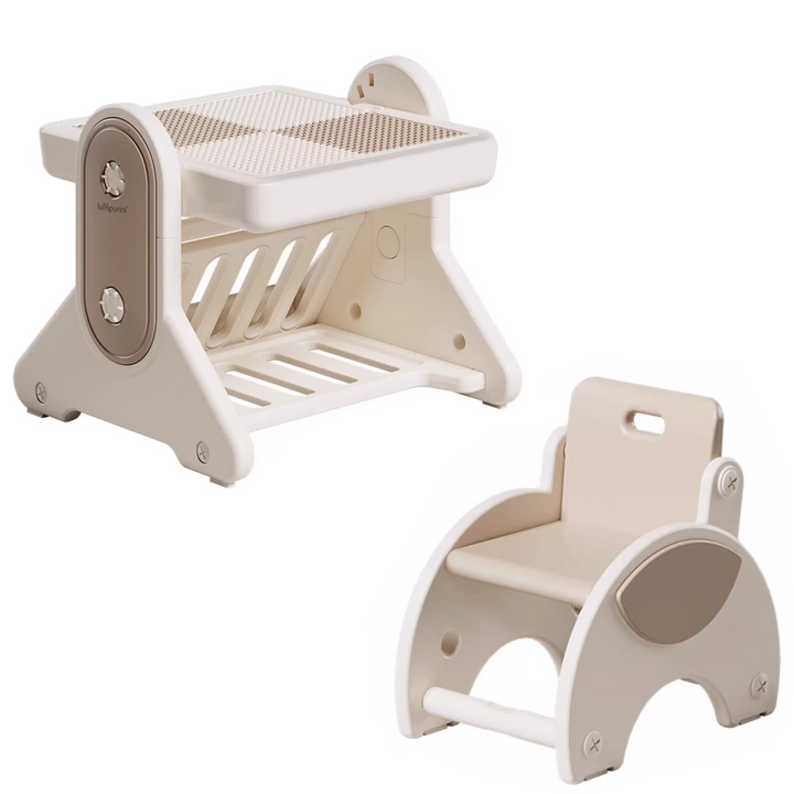 7-IN-1 EDUCATIONAL ACTIVITY TABLE WITH CHAIR – DRAWING BOARD & BUILDING BLOCK BASE