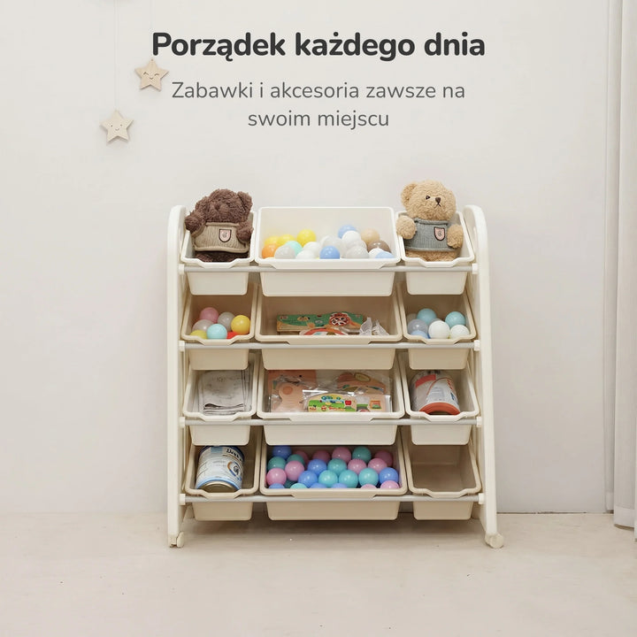 Regał na zabawki na kółkach Lumpurini Similiano – mobilny organizer z 12 pojemnikami, HDPE