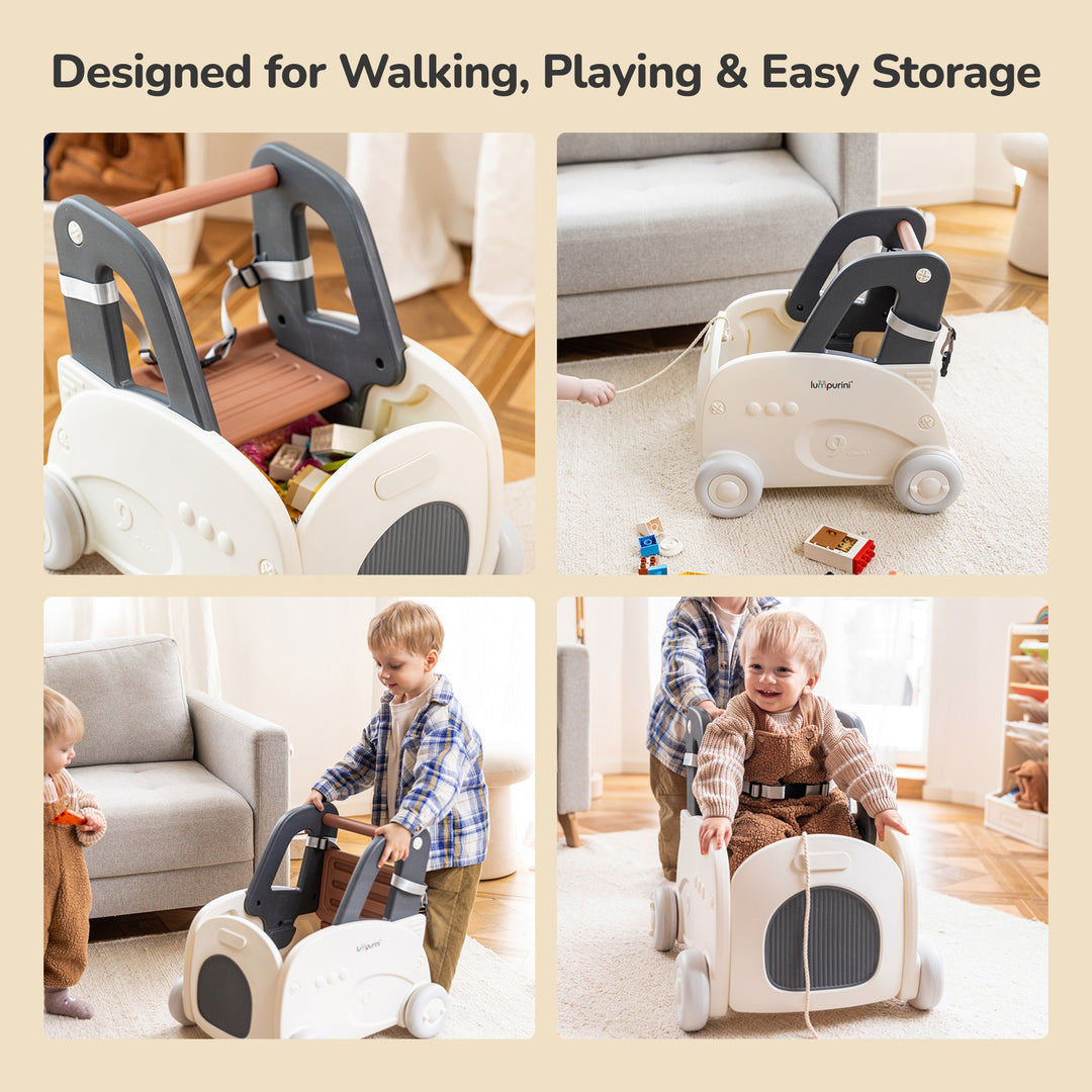 4-IN-1 BABY WALKER, PUSH TOY, AND RIDE-ON WAGON – TOY ORGANIZER WITH SPEED CONTROL