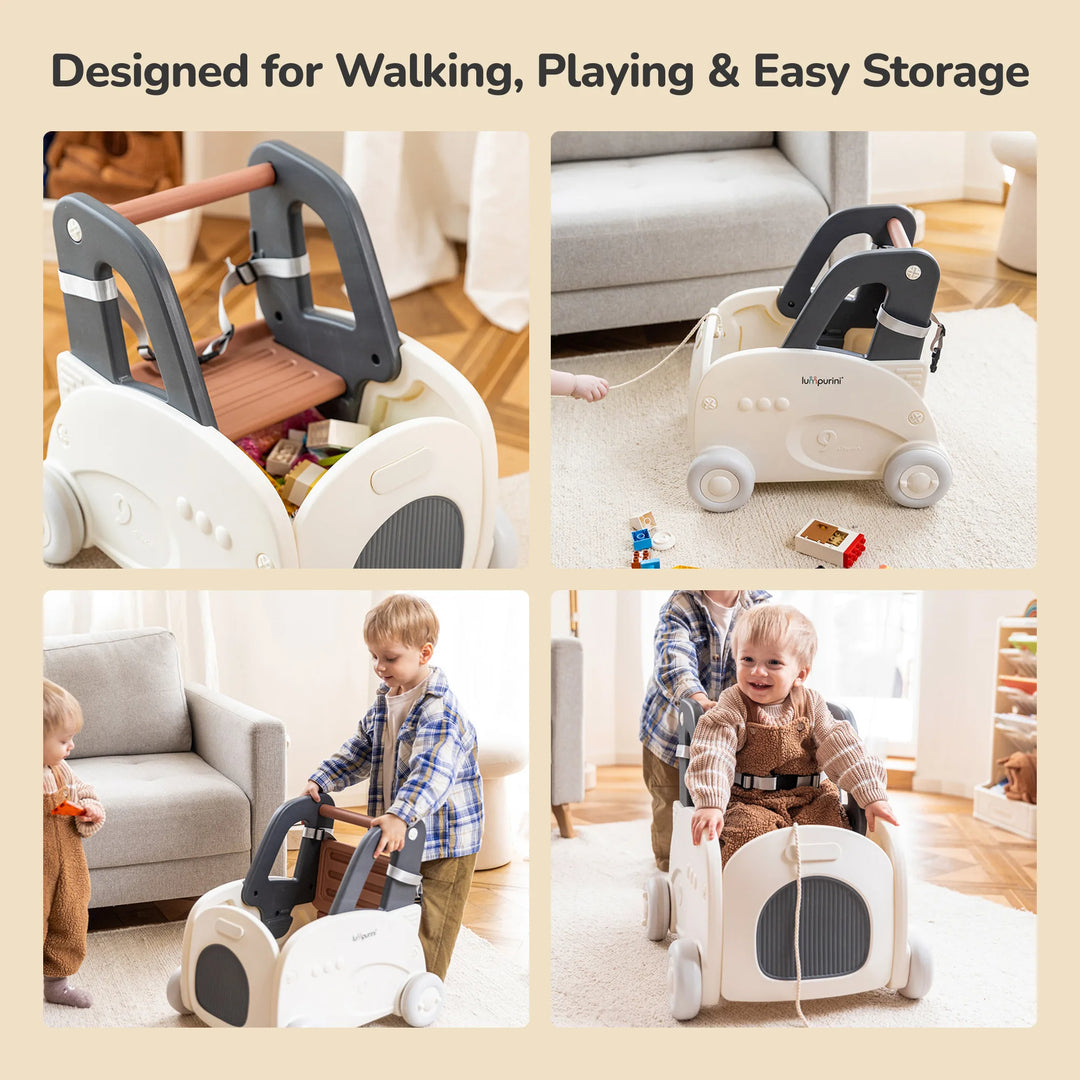 4-IN-1 BABY WALKER, PUSH TOY, AND RIDE-ON WAGON – TOY ORGANIZER WITH SPEED CONTROL