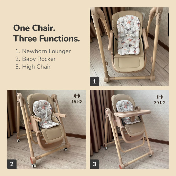 3-IN-1 BABY HIGH CHAIR: RECLINER, BOUNCER, AND ADJUSTABLE FEEDING CHAIR