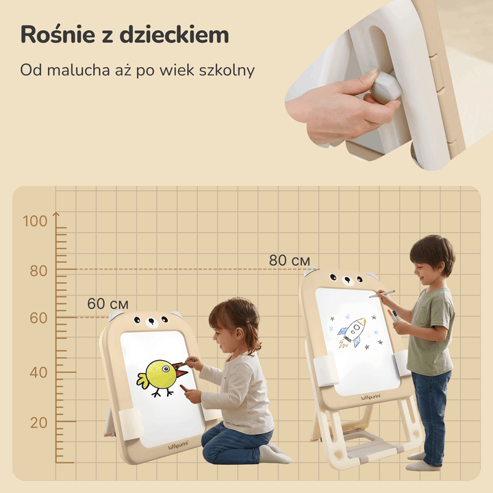 TABLICA EDUKACYJNA DLA DZIECI DWUSTRONNA MAGNETYCZNA 3W1 MALOWANIE + KLOCKI
