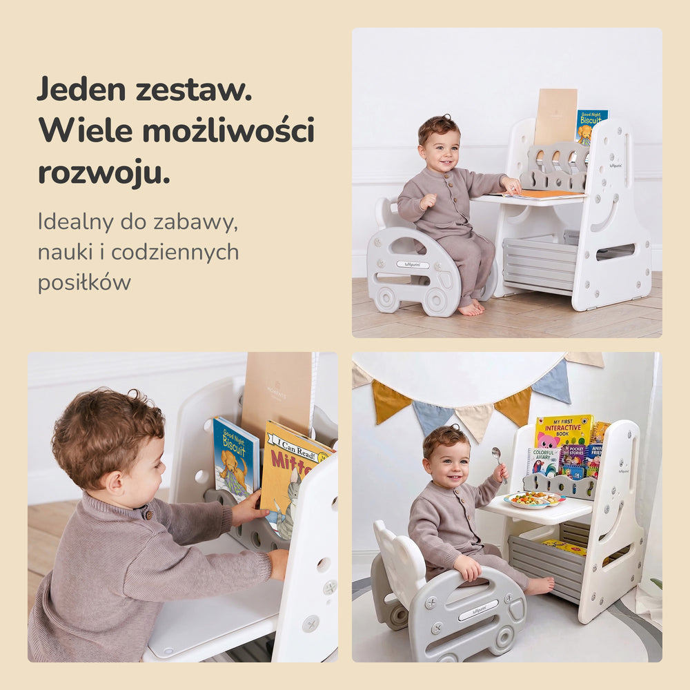WIELOFUNKCYJNY STOLIK I KRZESEŁKO DLA DZIECI - ZESTAW DO NAUKI I TWÓRCZOŚCI