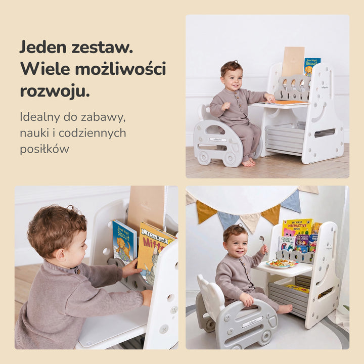 WIELOFUNKCYJNY STOLIK I KRZESEŁKO DLA DZIECI - ZESTAW DO NAUKI I TWÓRCZOŚCI