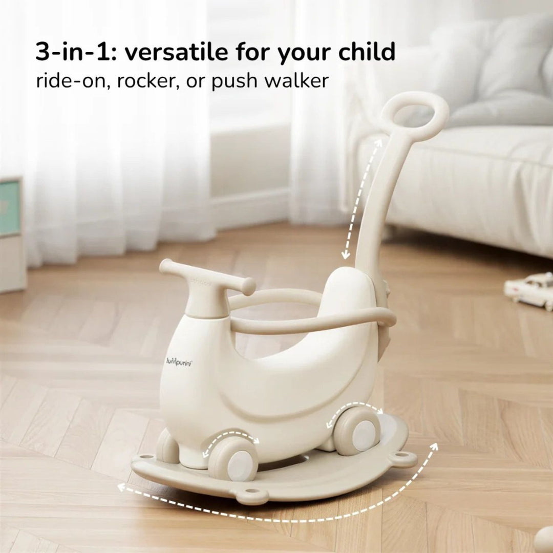 KIDS’ ROCKING HORSE RIDE-ON – ROCKER WITH WHEELS, SAFETY RAILS & PUSH HANDLE