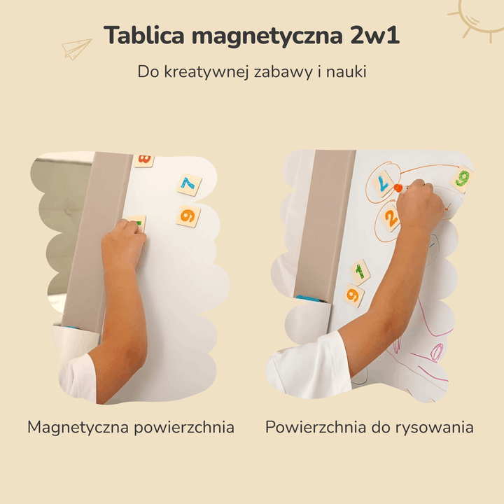 TABLICA EDUKACYJNA DLA DZIECI DWUSTRONNA MAGNETYCZNA 3W1 MALOWANIE + KLOCKI