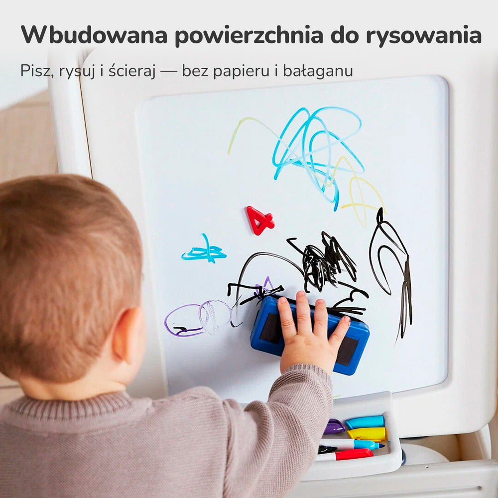 WIELOFUNKCYJNY STOLIK I KRZESEŁKO DLA DZIECI - ZESTAW DO NAUKI I TWÓRCZOŚCI