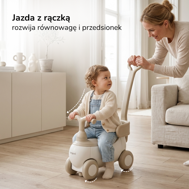Konik na biegunach 4w1 Lumpurini Taleleo – bujak, jeździk i rowerek biegowy z rączką dla rodzica