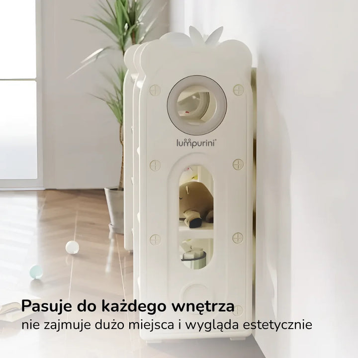 Regał na zabawki i książki Lumpurini Brandano – organizer z 10 pojemnikami i 4 półkami