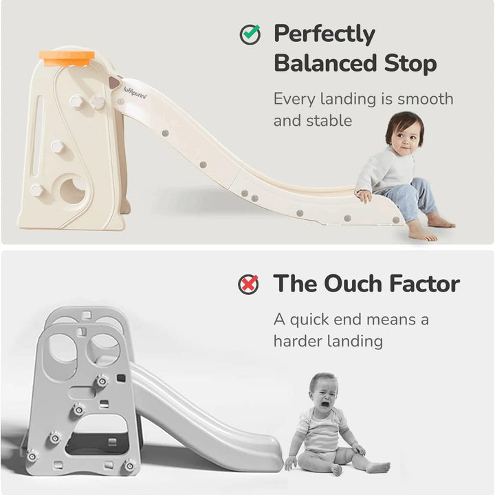KIDS' SLIDE WITH BASKETBALL HOOP: STURDY, LONG, FOLDABLE PLAY SET