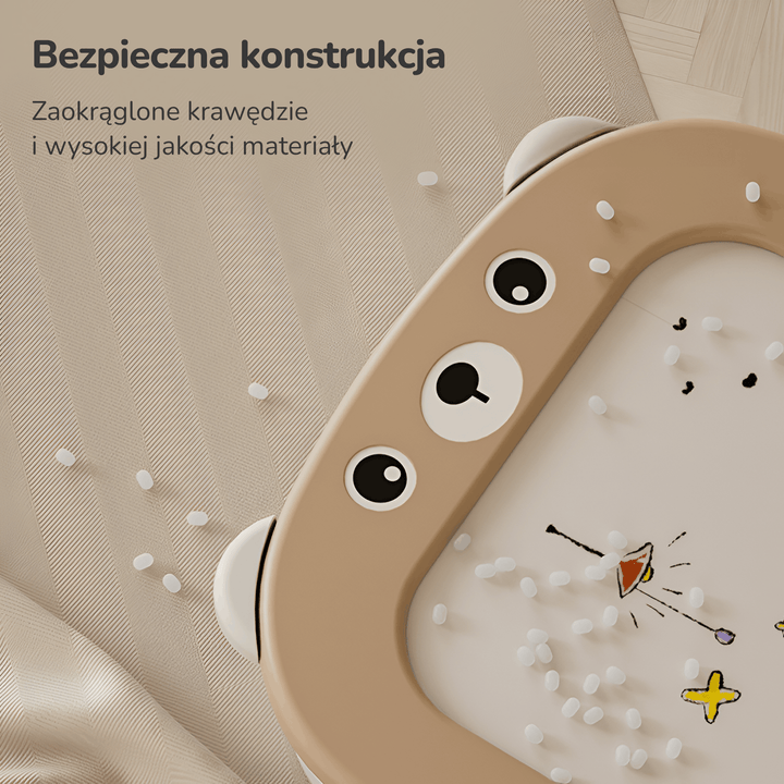 TABLICA EDUKACYJNA DWUSTRONNA MAGNETYCZNA 3W1 MALOWANIE + KLOCKI + KRZESŁO