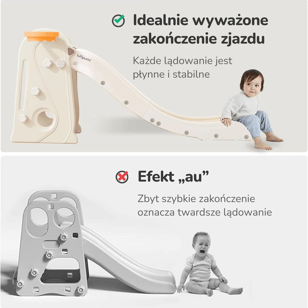 KIDS' SLIDE WITH BASKETBALL HOOP: STURDY, LONG, FOLDABLE PLAY SET