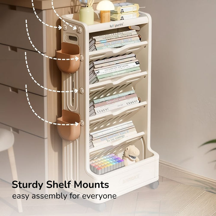 CHILDREN'S BOOK & TOY ORGANIZER – LARGE STORAGE RACK – KIDS BOOKSHELF & UNIT