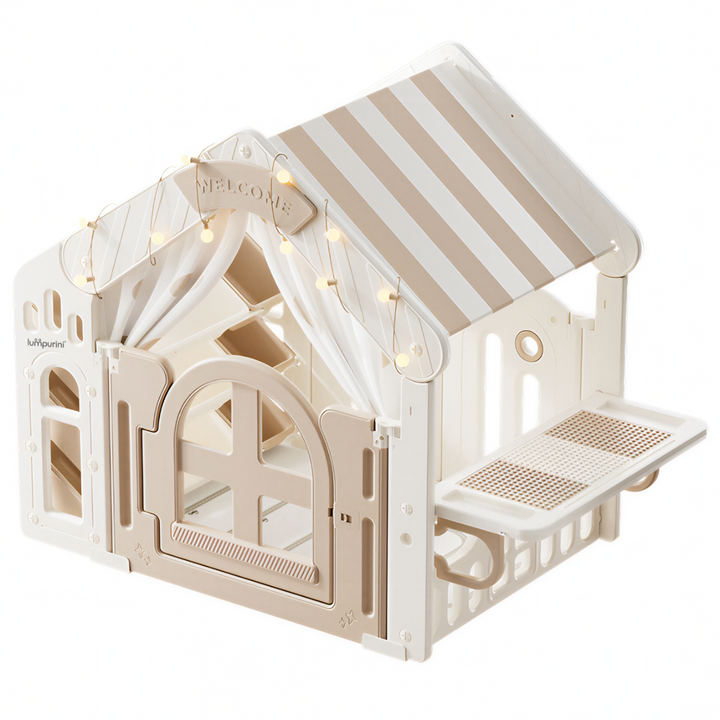KIDS' PLAYHOUSE & ACTIVITY CENTER: INDOOR/OUTDOOR WITH STORAGE, TABLE, AND CANOPY