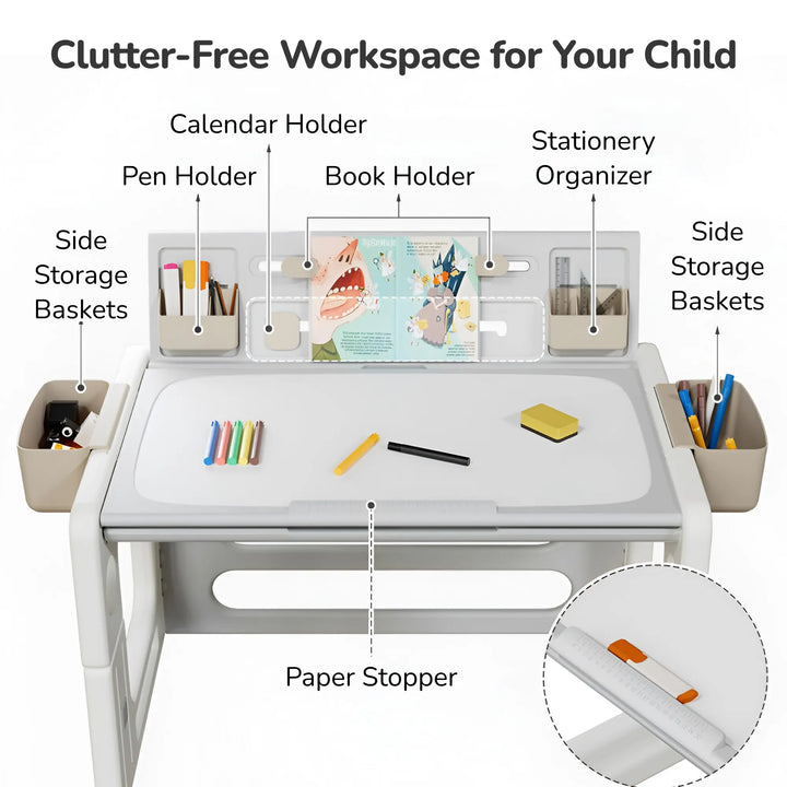 4-IN-1 KIDS' TABLE & CHAIR SET: CONVERTIBLE DESK, ART EASEL, AND BUILDING BLOCK BOARD