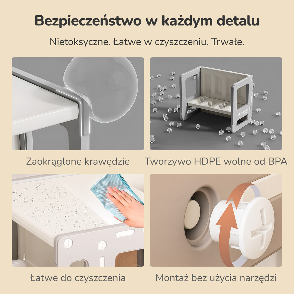 Stolik i dwa krzesełka dla dzieci 5w1 Lumpurini Dafne Duo – zestaw transformer do nauki i zabawy