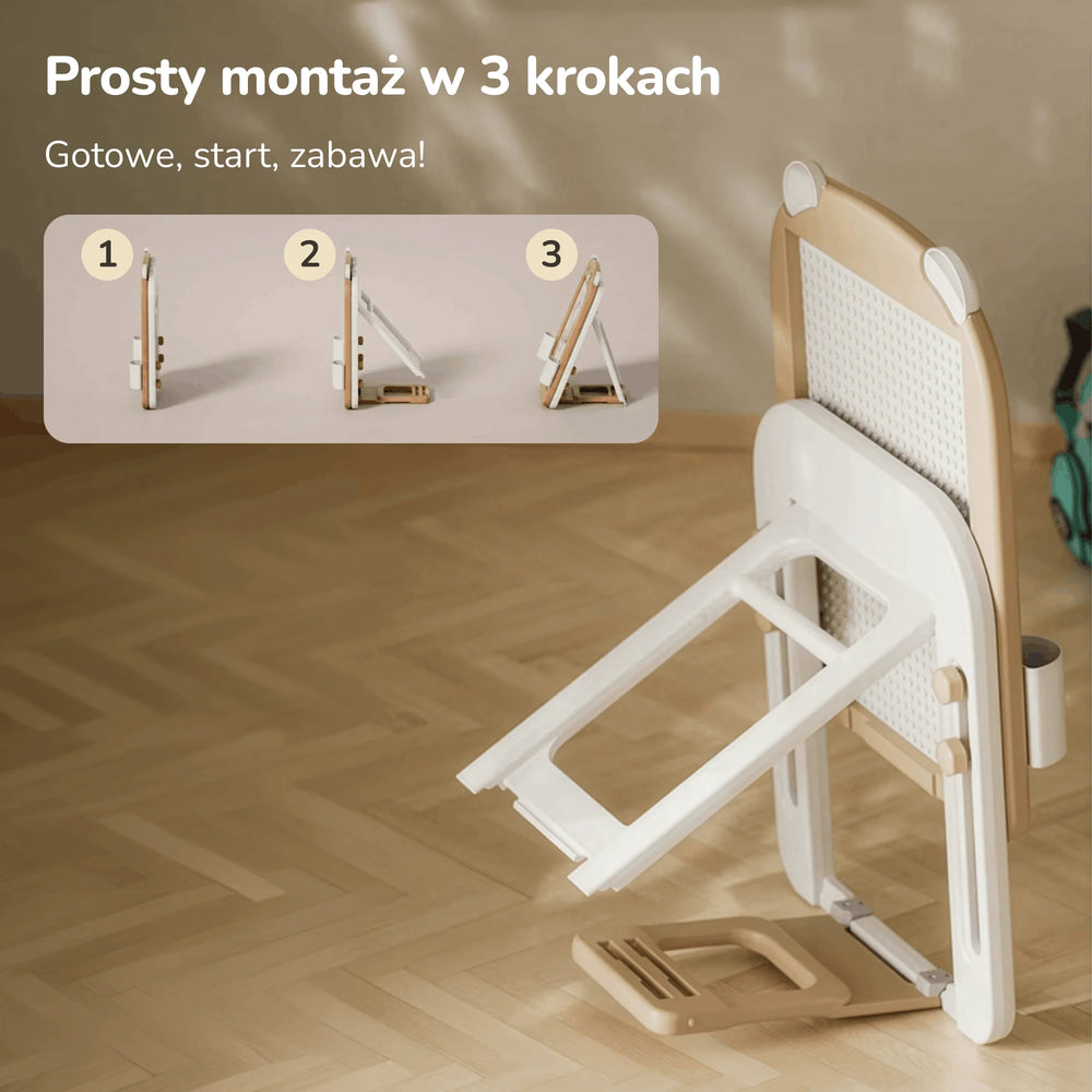 Sztaluga dla dzieci 3w1 Lumpurini Bruno Vario – dwustronna tablica magnetyczna i panel na klocki
