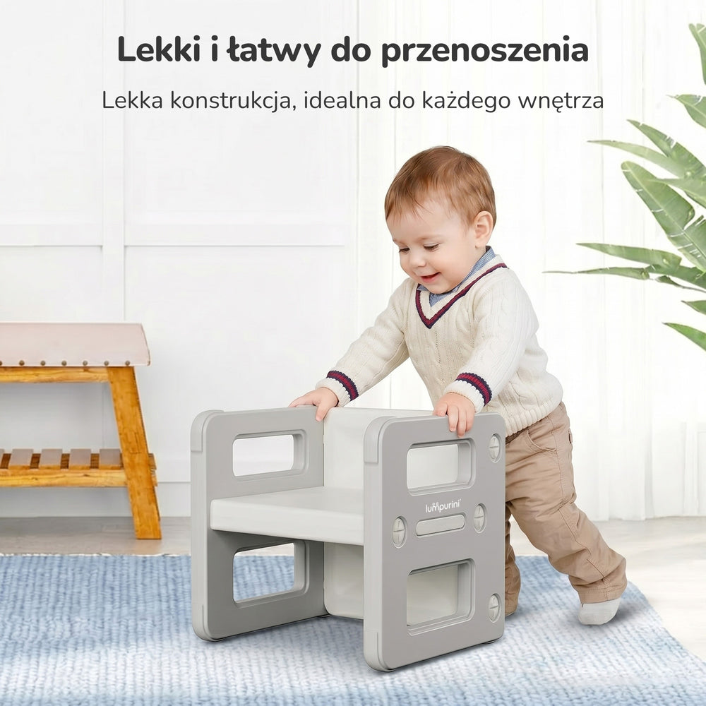 Stolik i dwa krzesełka dla dzieci 5w1 Lumpurini Dafne Duo – zestaw transformer do nauki i zabawy