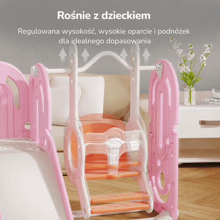 PLAC ZABAW DOMOWY DLA DZIECI 5W1 HUSTAWKA, ZJEŻDŻALNIA, KOSZ, WSPINACZKA