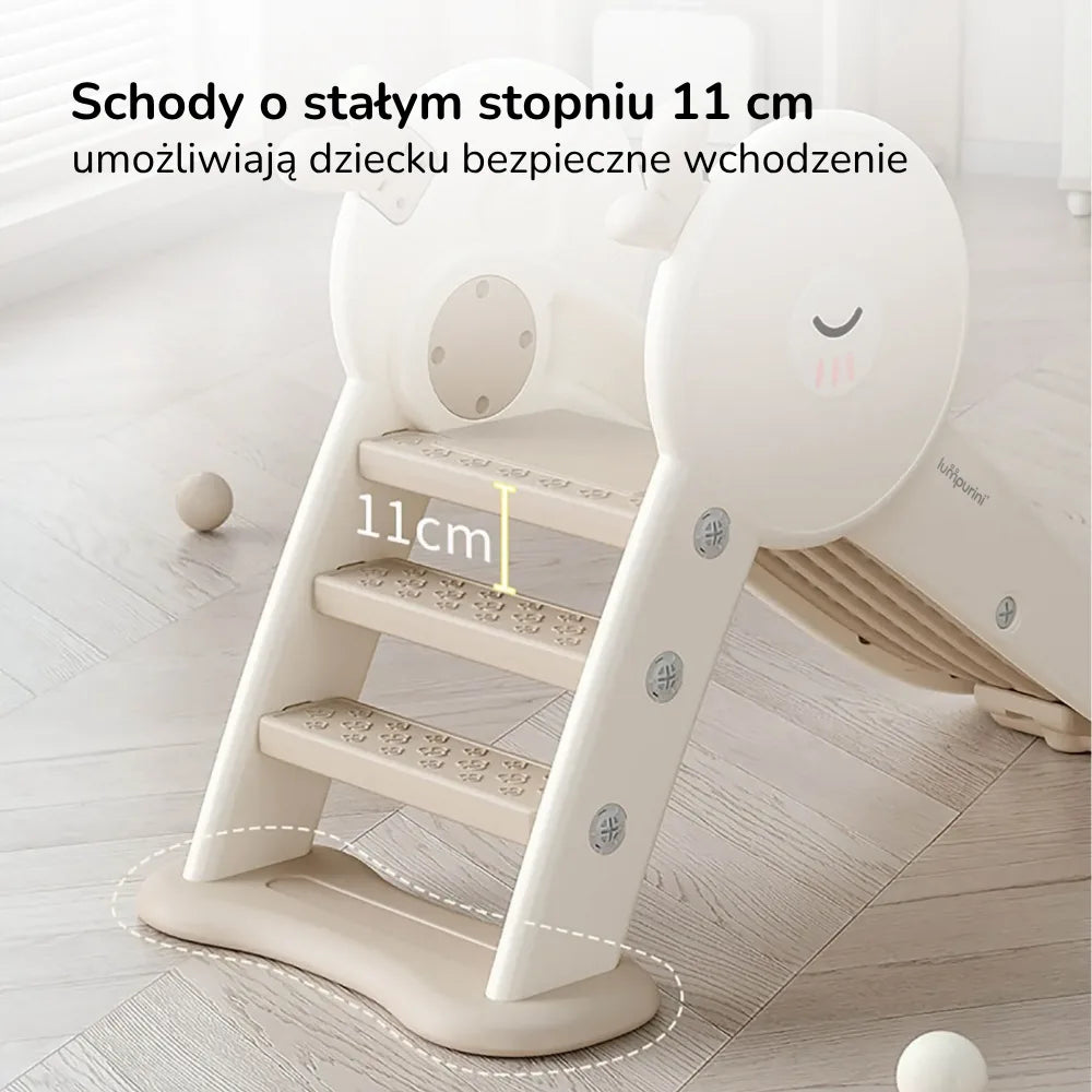 Zjeżdżalnia dla dzieci Lumpurini Pomposa – plastikowa ślizgawka ze schodkami do domu i ogrodu