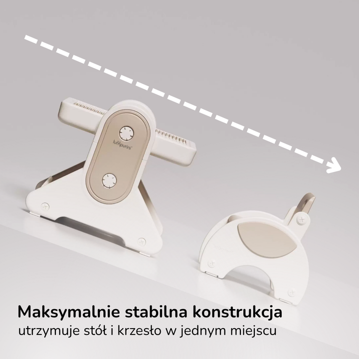 Stolik edukacyjny dla dzieci z krzesełkiem 7w1 Lumpurini Novillio – interaktywny, z tablicą i klockami