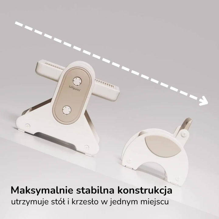 Stolik edukacyjny dla dzieci z krzesełkiem 7w1 Lumpurini Novillio – interaktywny, z tablicą i klockami