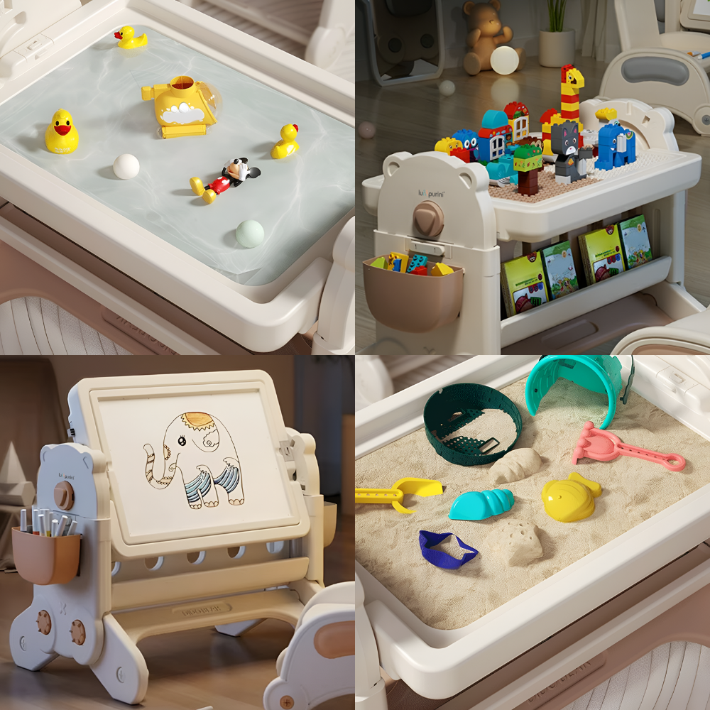 7-IN-1 EDUCATIONAL ACTIVITY TABLE WITH CHAIR – DRAWING BOARD & BUILDING BLOCK DESK