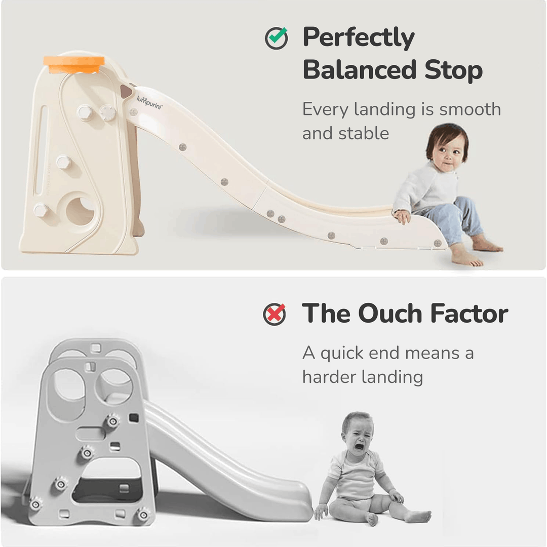 KIDS' SLIDE WITH BASKETBALL HOOP: STURDY, LONG, FOLDABLE PLAY SET
