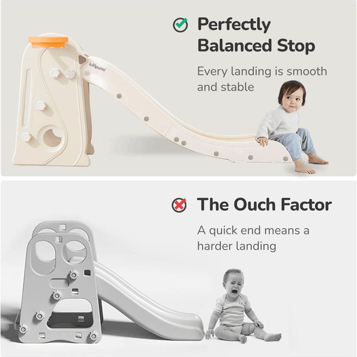KIDS' SLIDE WITH BASKETBALL HOOP: STURDY, LONG, FOLDABLE PLAY SET