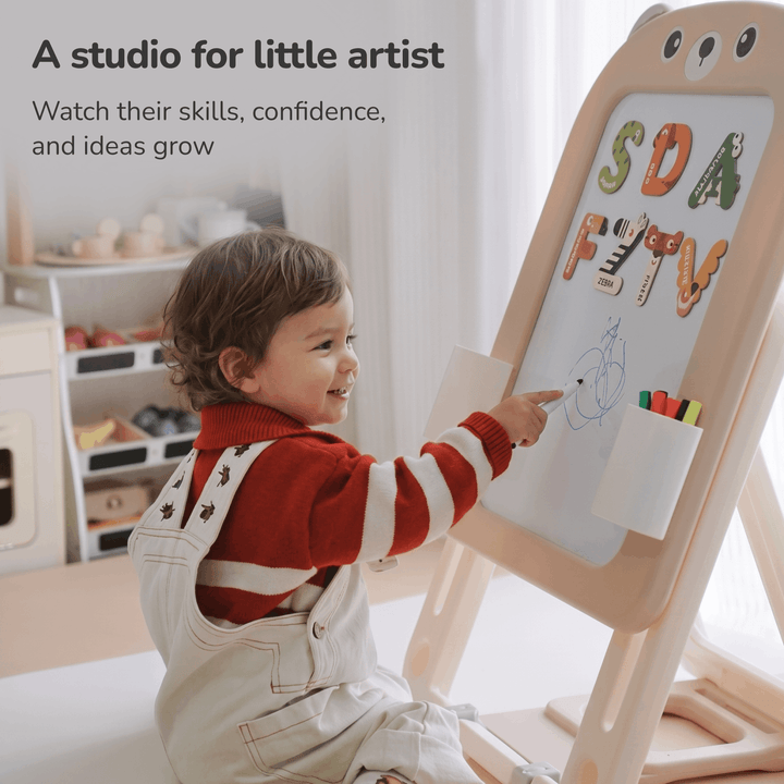 2-IN-1 EDUCATIONAL KIDS LEARNING BOARD – MAGNETIC EASEL + ACCESSORIES