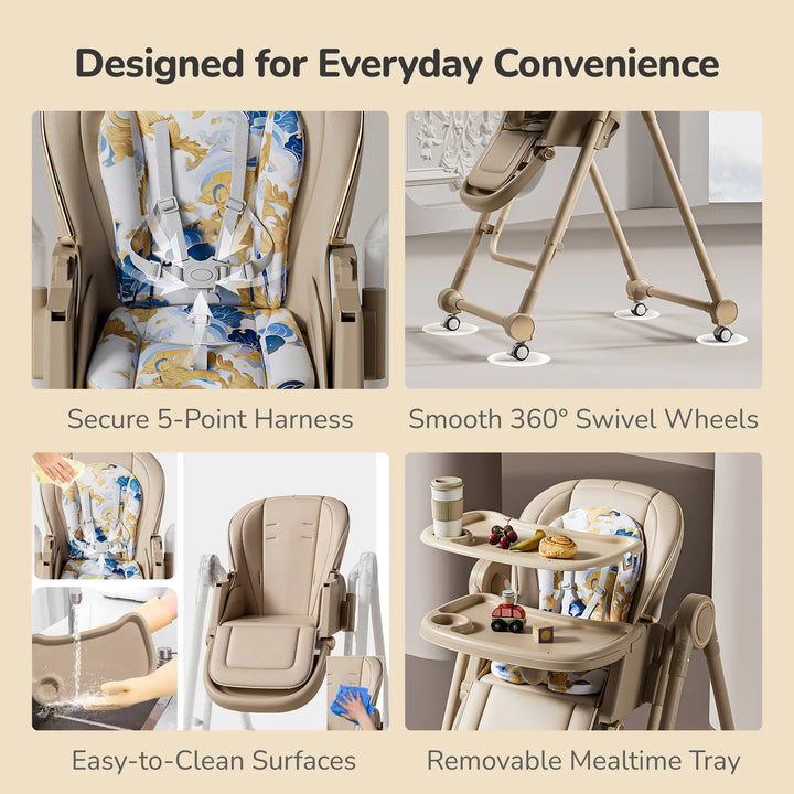 3-IN-1 BABY HIGH CHAIR: RECLINER, BOUNCER, AND ADJUSTABLE FEEDING CHAIR