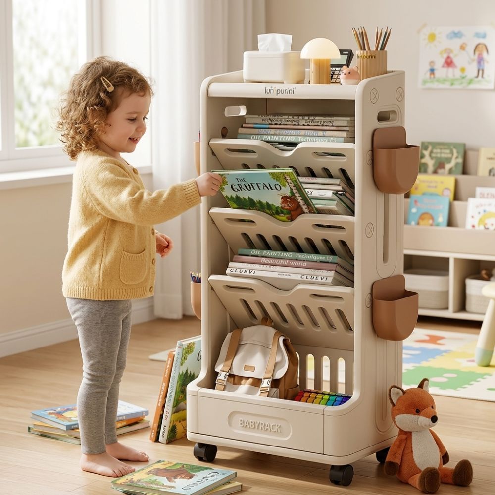 CHILDREN'S BOOK & TOY ORGANIZER – LARGE STORAGE RACK – KIDS BOOKSHELF & UNIT