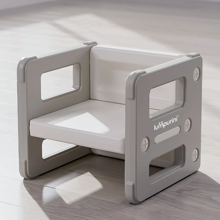 Lumpurini Dafne Due 5-in-1 Kids Transforming Table with Two Chairs —Desk, Bench, Stool & Shelf (Ages 1–8)