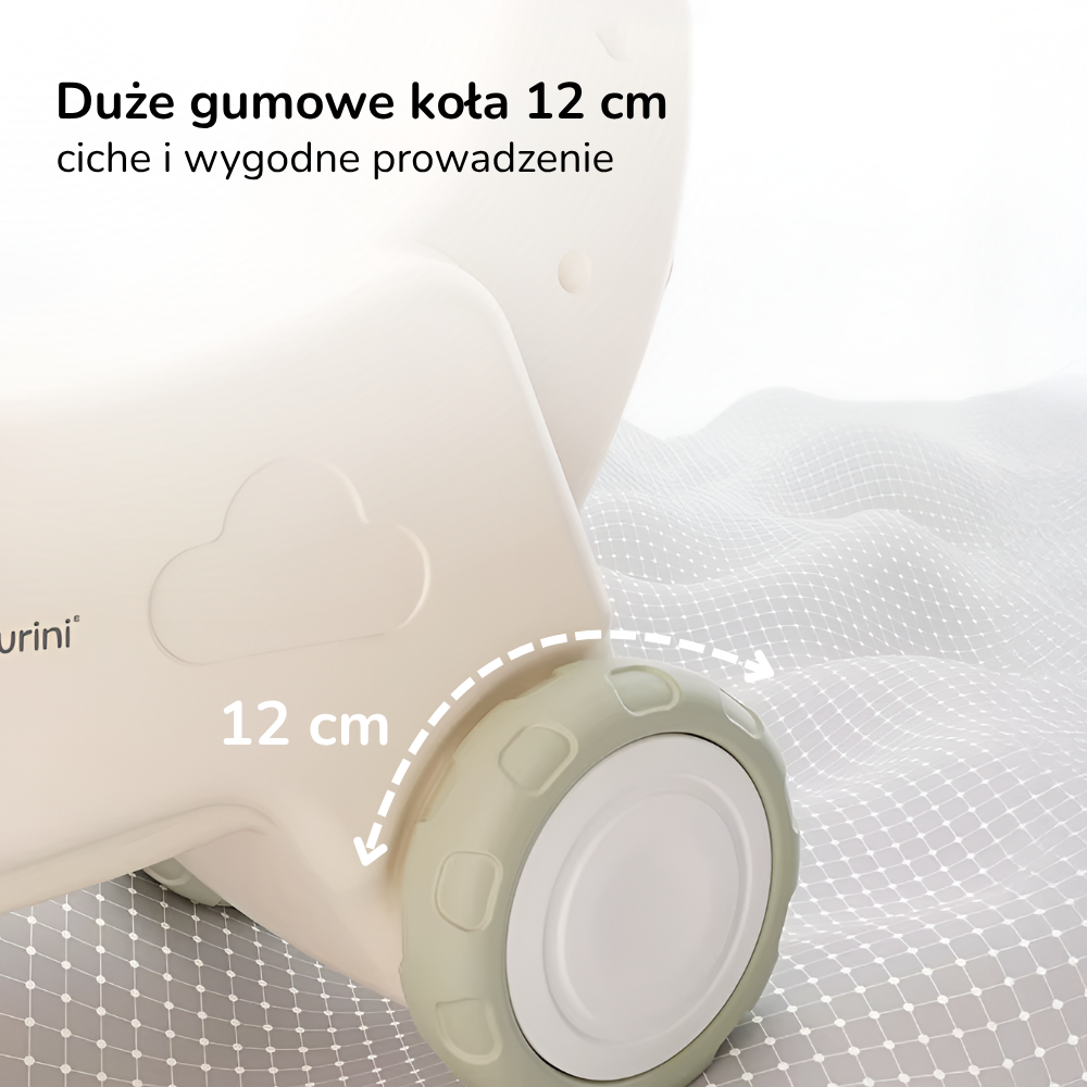 Konik na biegunach 3w1 Lumpurini Stelviono – bujak z kółkami, oparciem, podnóżkami i dźwiękiem