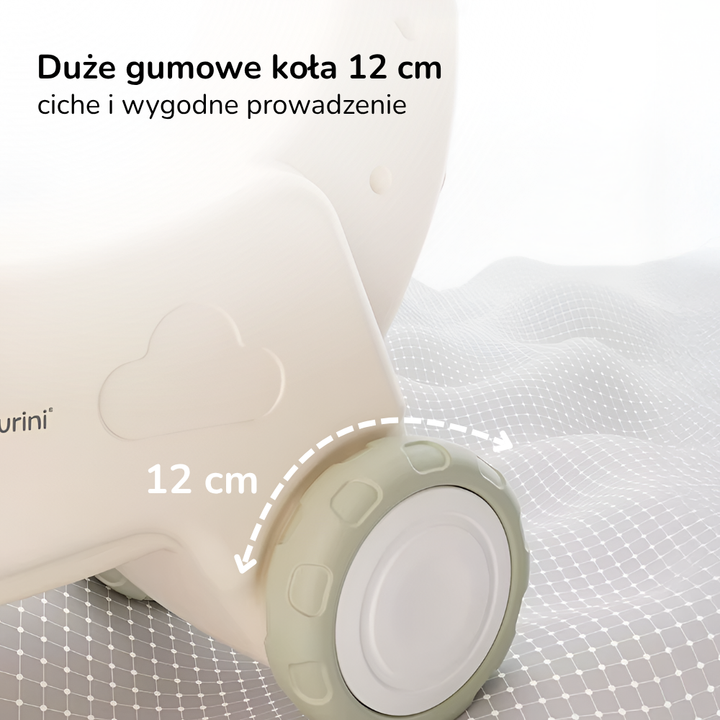 Konik na biegunach 3w1 Lumpurini Stelviono – bujak z kółkami, oparciem, podnóżkami i dźwiękiem