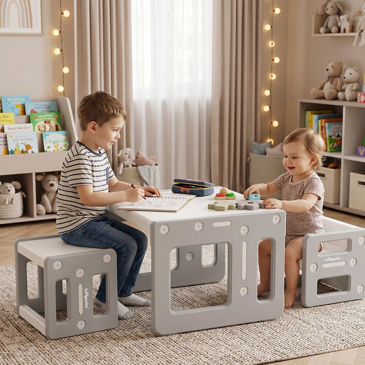 5-IN-1 CHILDREN'S TABLE AND TWO CHAIRS SET FOR LEARNING AND CREATIVITY
