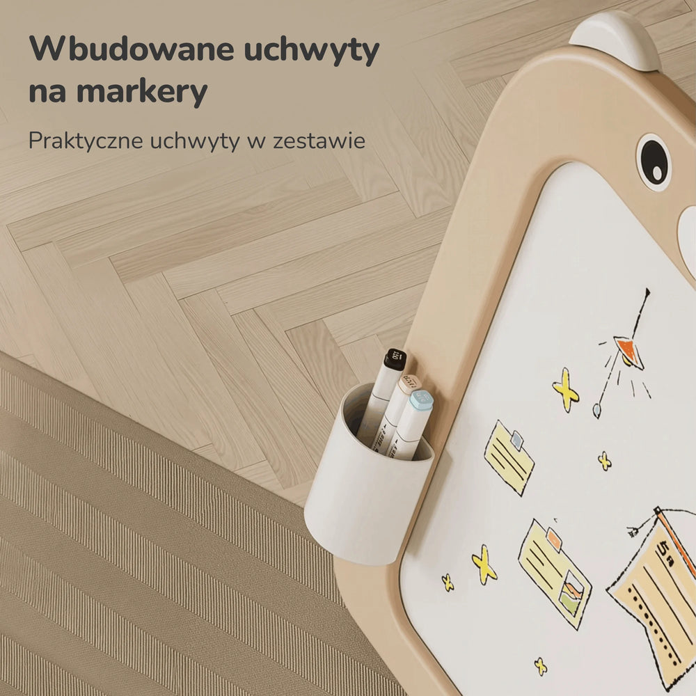 Sztaluga dla dzieci 3w1 Lumpurini Bruno Vario – dwustronna tablica magnetyczna i panel na klocki
