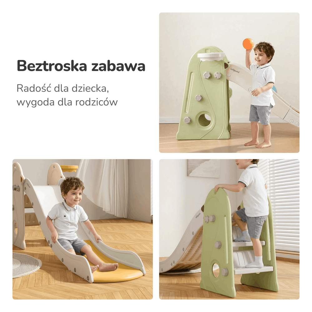 ZJEŻDŻALNIA ŚLIZG DLA DZIECI ŚLIZGAWKA SOLIDNA DŁUGA SKŁADANA KOSZ NA PIŁKE