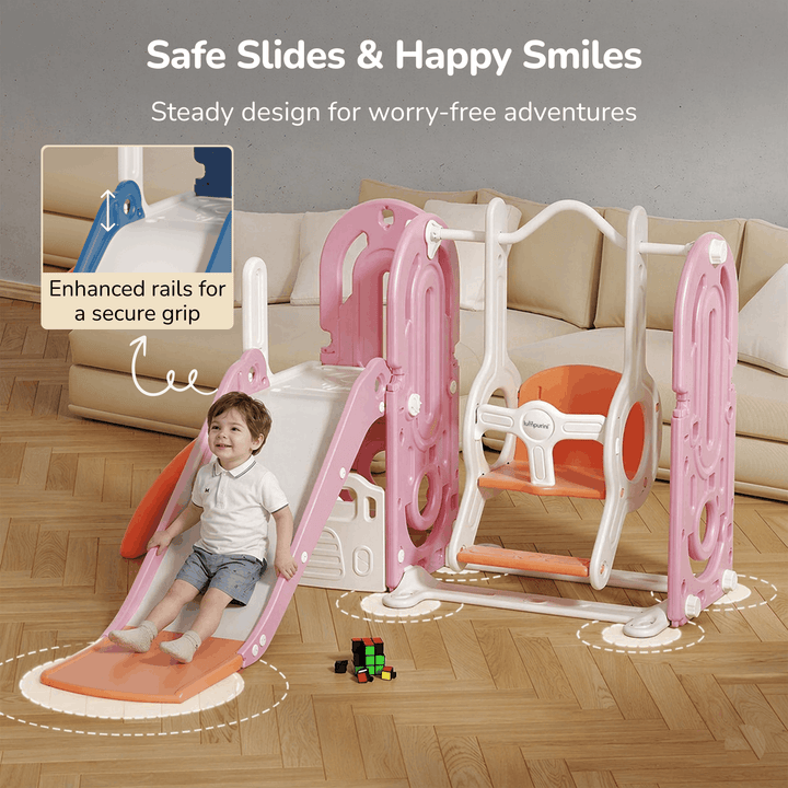 5-IN-1 HOME PLAYGROUND FOR KIDS: SWING, SLIDE, BASKETBALL, CLIMBING