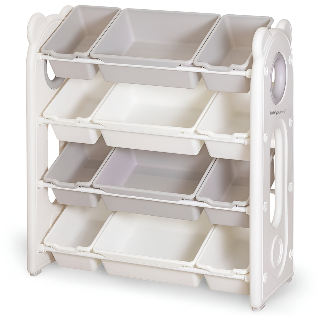 CHILDREN'S STORAGE RACK WITH PLASTIC BINS – LARGE TOY ORGANIZER – KIDS FURNITURE