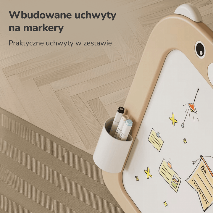 TABLICA EDUKACYJNA DLA NAUKI DZIECI 2W1 SZTALUGA MAGNETYCZNA + AKCESORIA