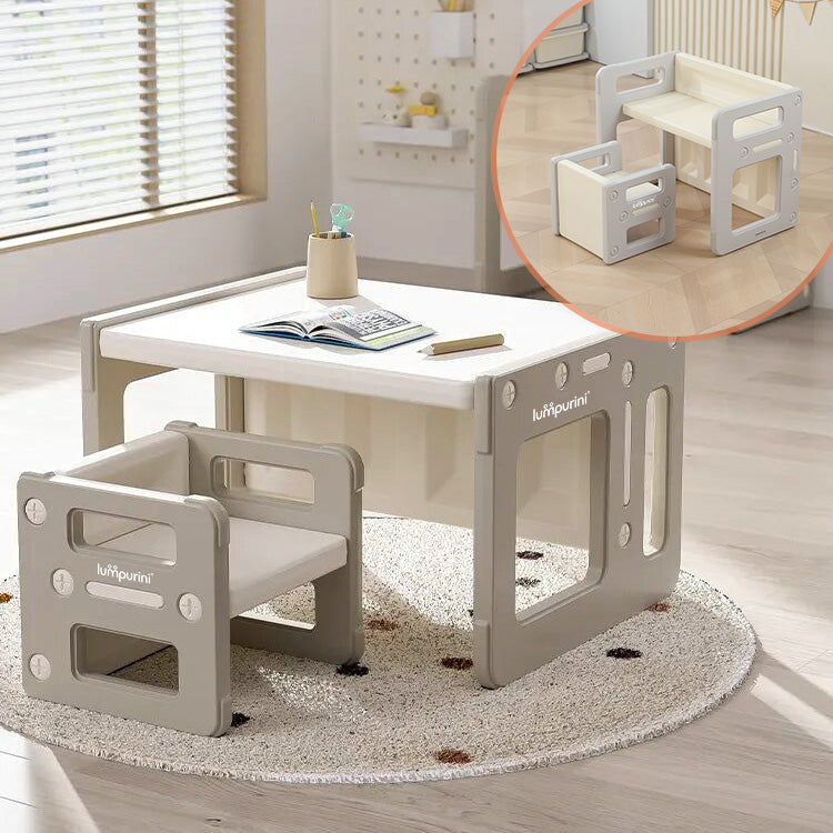Lumpurini Dafne Uno 5-in-1 Kids Transforming Table with One Chair — Desk, Bench, Stool & Shelf (Ages 1–8)