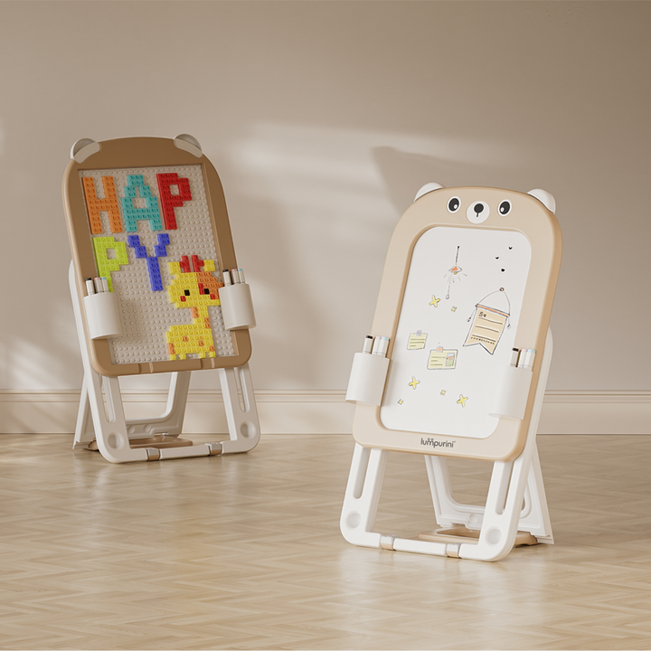 3-IN-1 DOUBLE-SIDED MAGNETIC EDUCATIONAL KIDS BOARD – DRAWING + BUILDING BLOCKS
