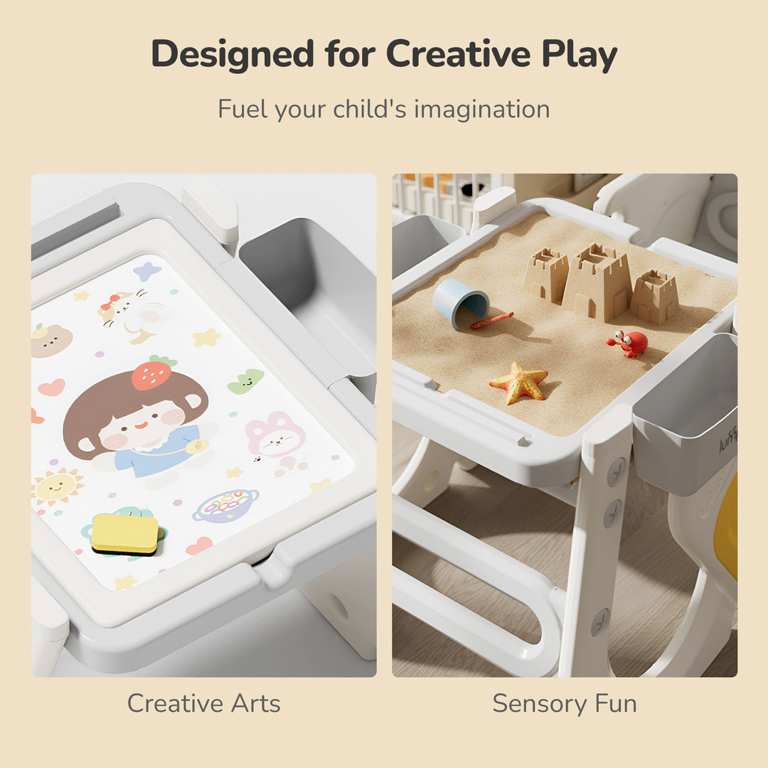 5-IN-1 CONVERTIBLE BABY HIGH CHAIR & ACTIVITY CENTER: FEEDING, LEARNING, AND CREATIVE PLAY